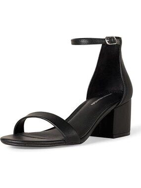 Amazon Essentials Size 9.5 Sandals Block Heel Black Faux Suede Adjustable Strap
